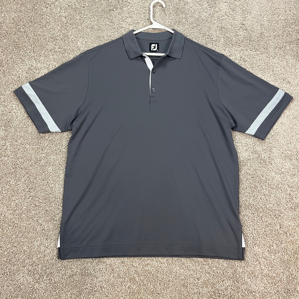 FJ FootJoy Mens‎ Golf Polo Shirt DryJoy Performance Charcoal Gray Size L